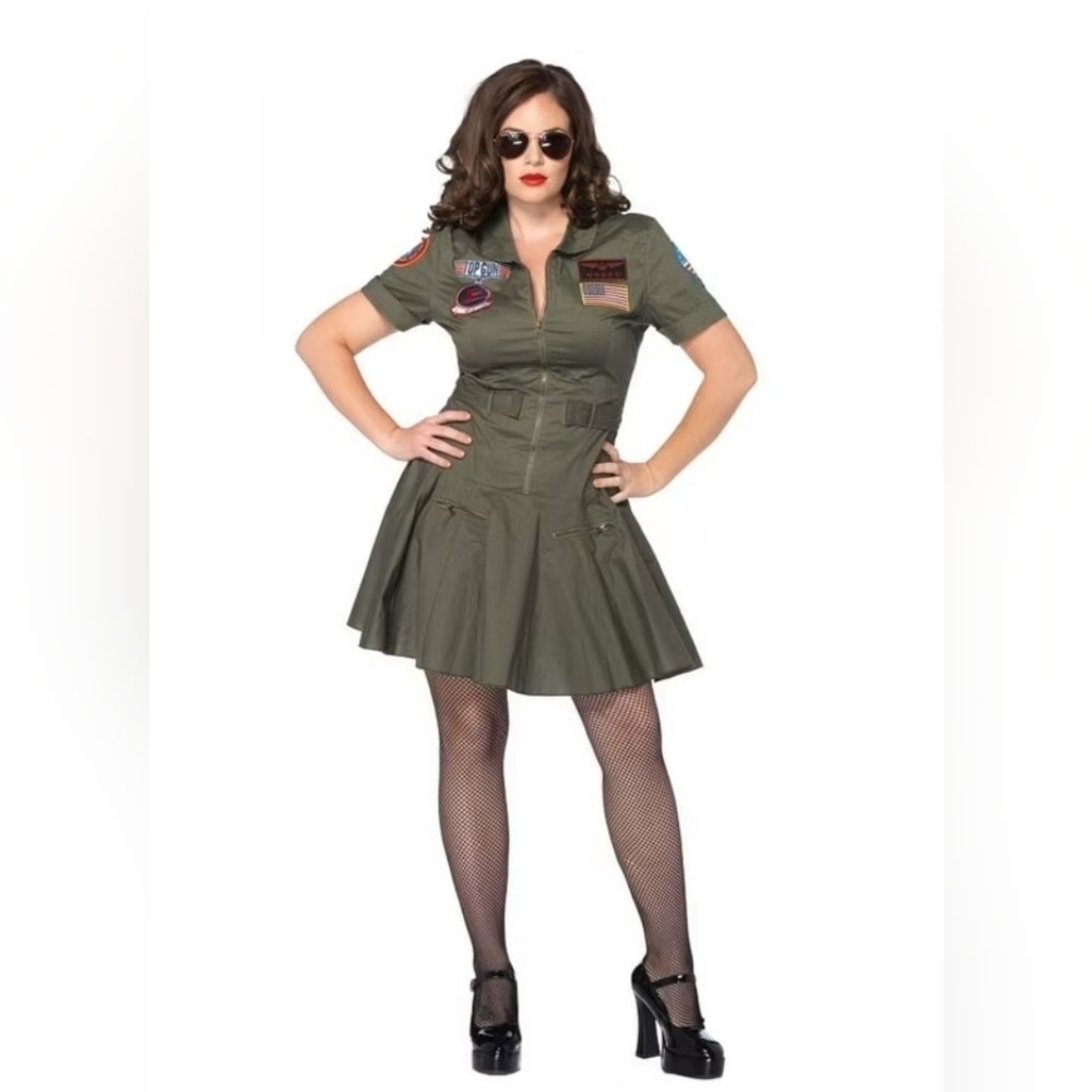 New Halloween Leg Avenue Top Gun Costume Flight Dress Cosplay Plus 1X